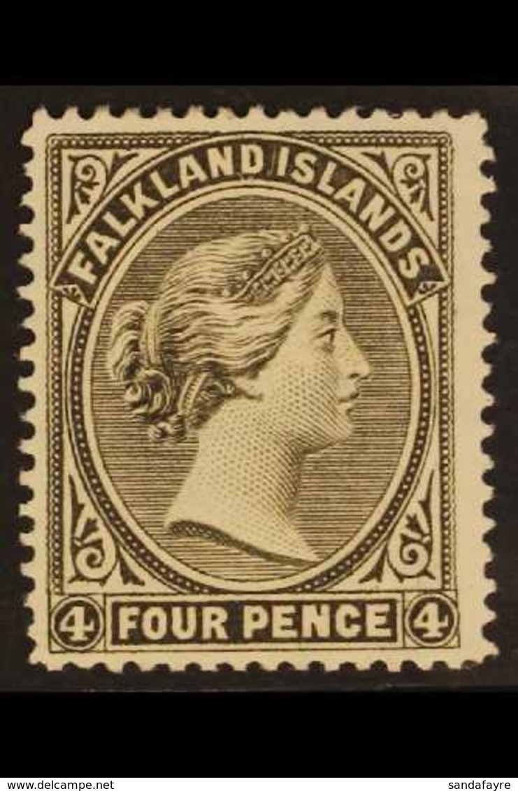 1889 4d Olive Grey Black "REVERSED CA WATERMARK", SG 12x, Mint With Large Part OG. For More Images, Please Visit Http:// - Falkland Islands