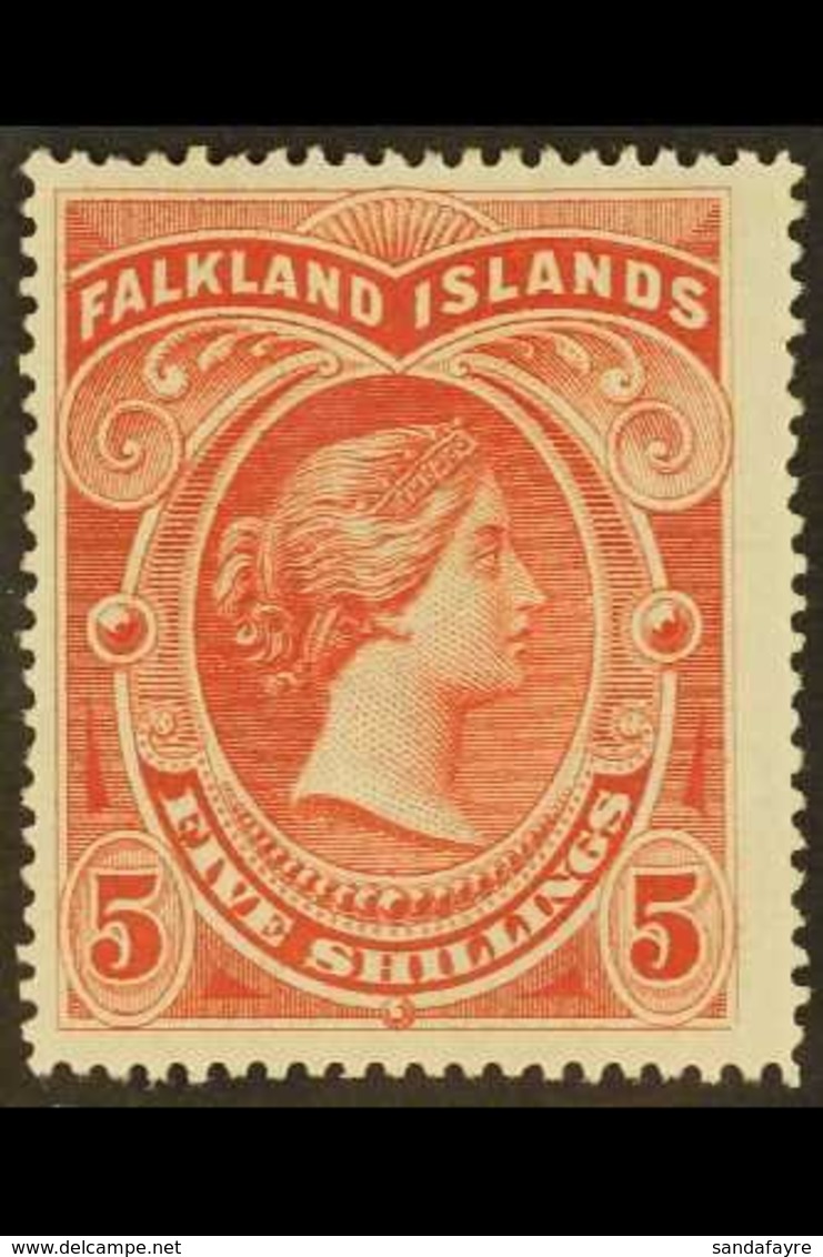 1898 5s Red Queen Victoria, SG 42, Fine Mint. For More Images, Please Visit Http://www.sandafayre.com/itemdetails.aspx?s - Falklandinseln