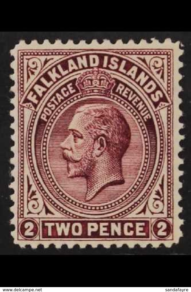 1912 2d Maroon, Line Perf 14, SG 62a, Very Fine Mint. For More Images, Please Visit Http://www.sandafayre.com/itemdetail - Falklandinseln