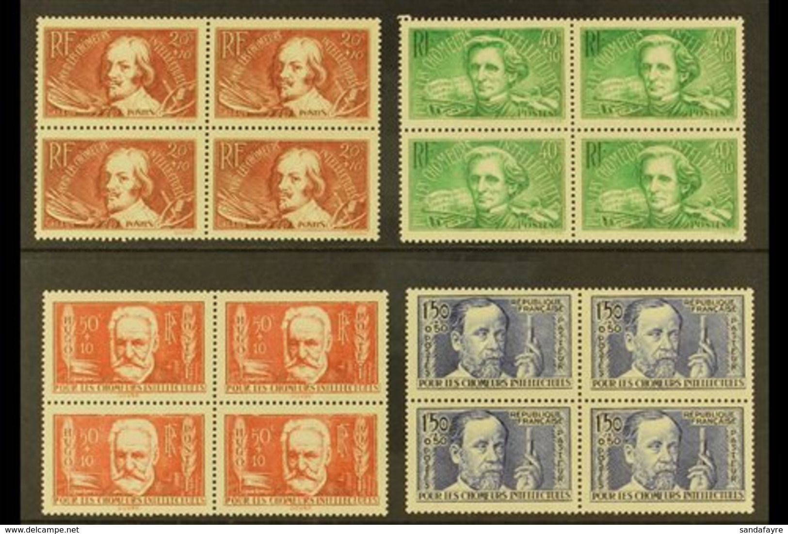 1936 Intellectuals Set, Yv 330/333, Never Hinged Mint Blocks Of 4. Lovely (16 Stamps) For More Images, Please Visit Http - Autres & Non Classés