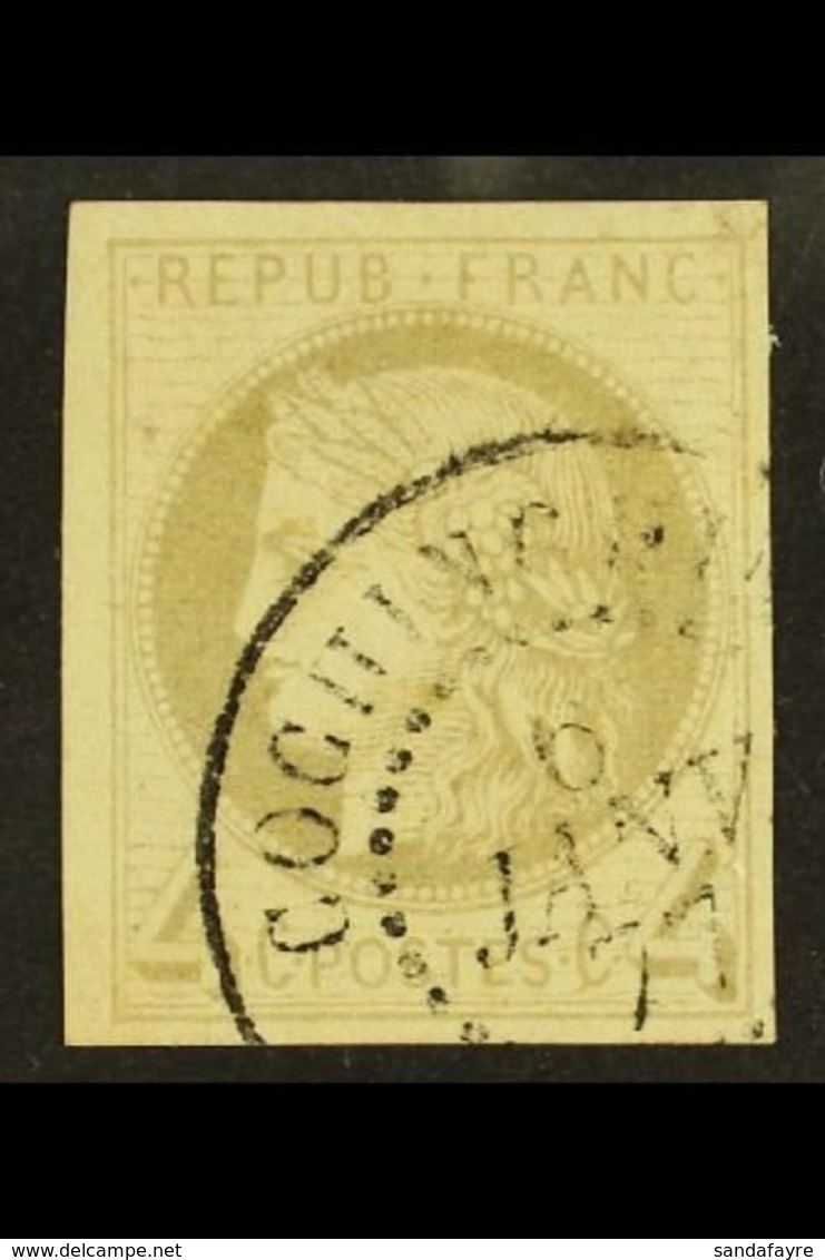 COCHIN CHINA 1877 4c Grey, Ceres, Yv 16,  Very Fine Used With Cochinchine 6 Jan 77 Cds Cancel. For More Images, Please V - Autres & Non Classés