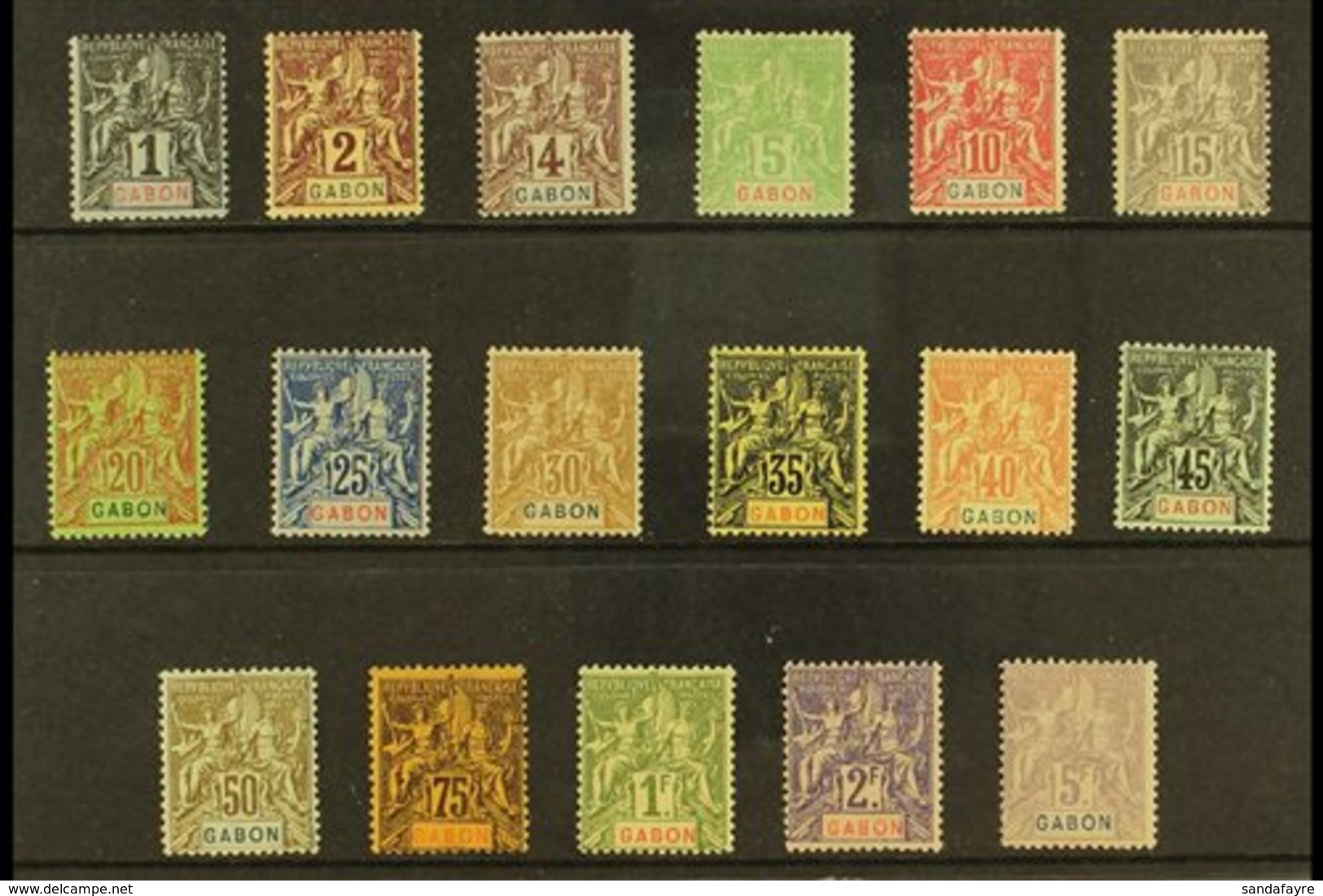 GABON 1904-07 Tablets Complete Set (Yvert 16/32, SG 16/32), Fine Mint, 5f With Small Thin, Very Fresh. (17 Stamps) For M - Andere & Zonder Classificatie