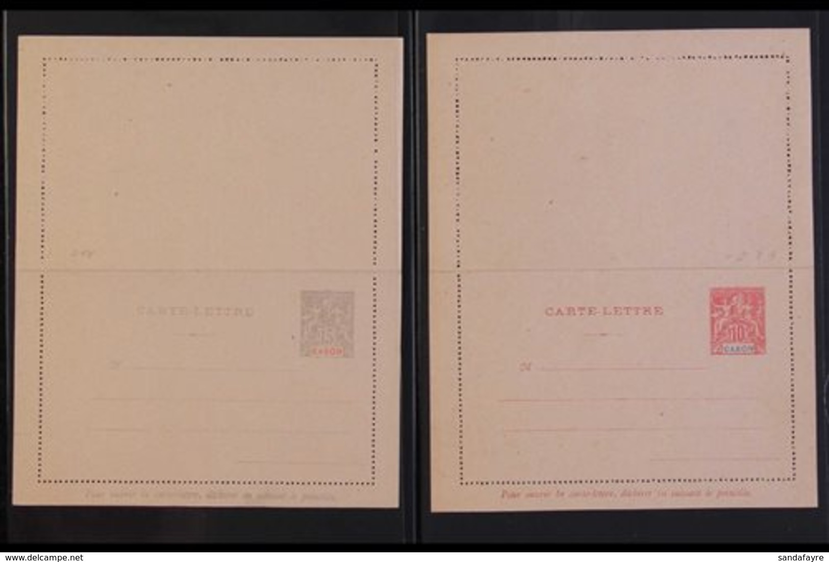 GABON 1905-1920. POSTAL STATIONERY LETTER CARDS SELECTION. Includes 1905 15c & 25c, 1906 10c, 1917-20 10c & 10c+10c Fine - Andere & Zonder Classificatie