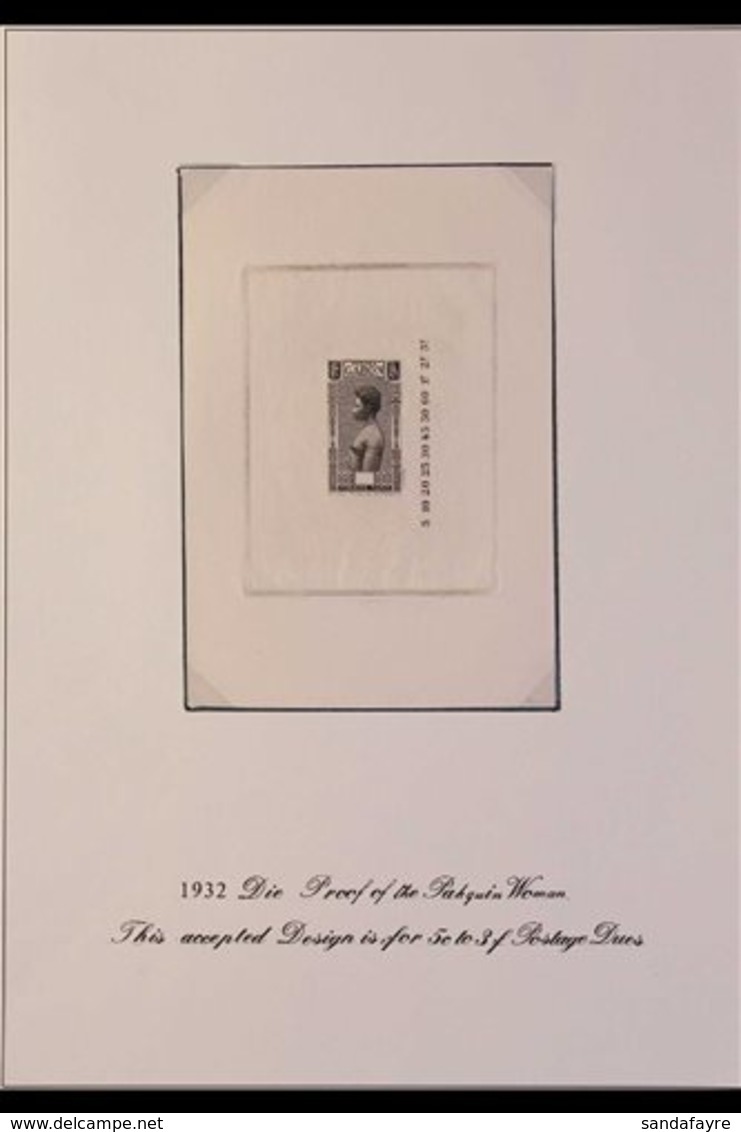 GABON 1932 IMPERF SUNKEN DIE PROOF For The "Pahquin Woman" Vertical Design, As Used For The 1932 Postage Due Set, SG D15 - Autres & Non Classés