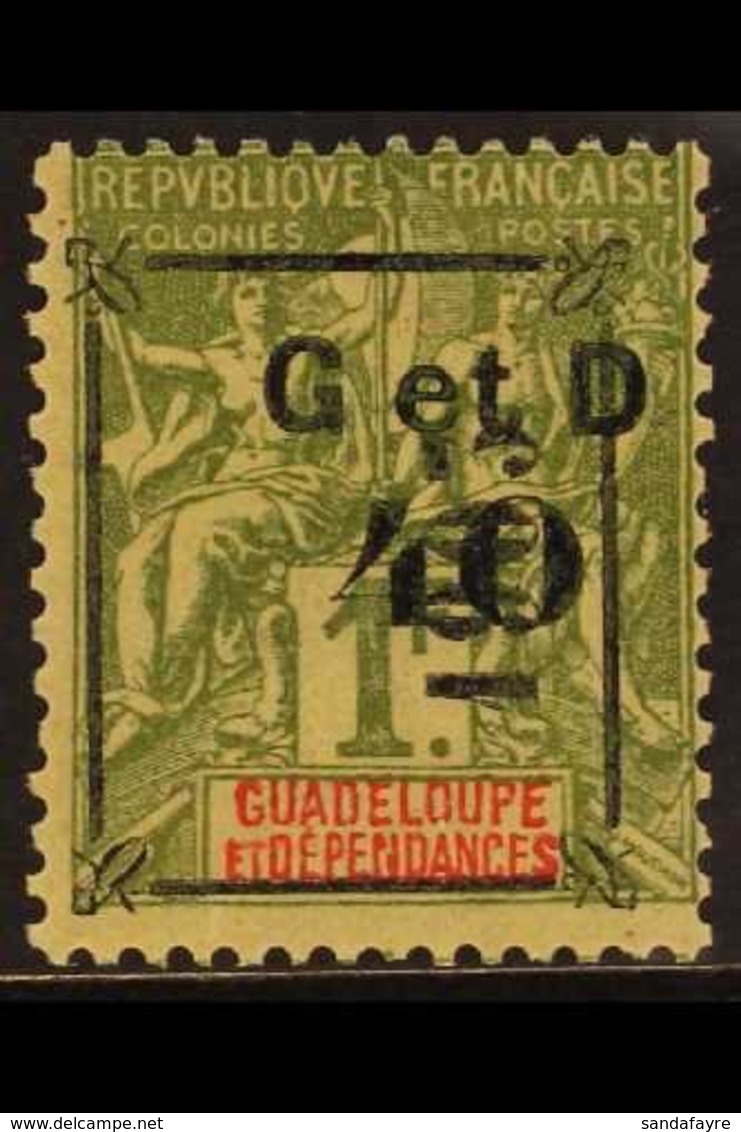 GUADELOUPE 1904 40c On 1f Olive-green Surcharge In Black With "1903" At Right Reading Upwards (Yvert 54, SG 59dA), Fine  - Sonstige & Ohne Zuordnung