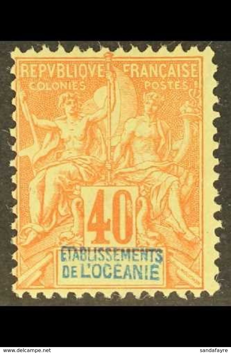 OCEANIE 1892 "Tablet" 40c Red/yellow (Yvert 10, SG 10), Never Hinged Mint. For More Images, Please Visit Http://www.sand - Autres & Non Classés