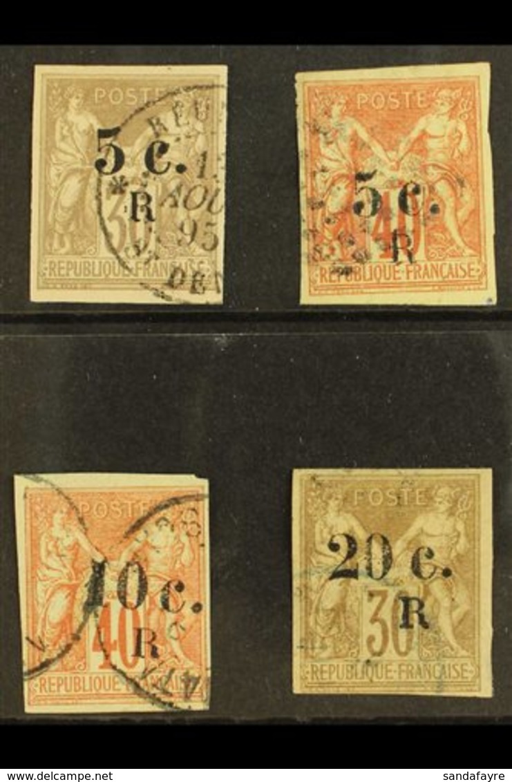 REUNION 1877 5c On 30c Brown To 20c On 30c Brown Tablet Issue, Yv 7/10, Very Fine Used. (4 Stamps) For More Images, Plea - Autres & Non Classés