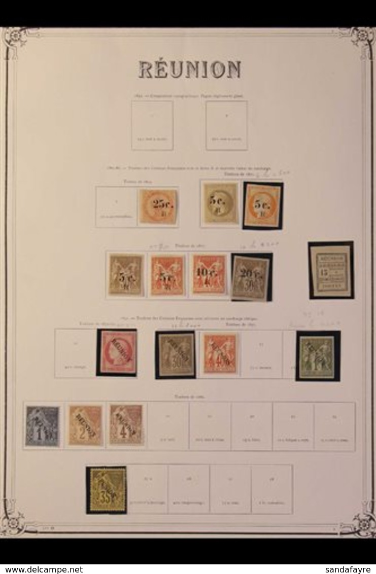 REUNION 1885-1906 ALL DIFFERENT FINE MINT COLLECTION On Yvert Printed Pages. With 1885-86 Surcharges Except 5c On 40c Ea - Autres & Non Classés