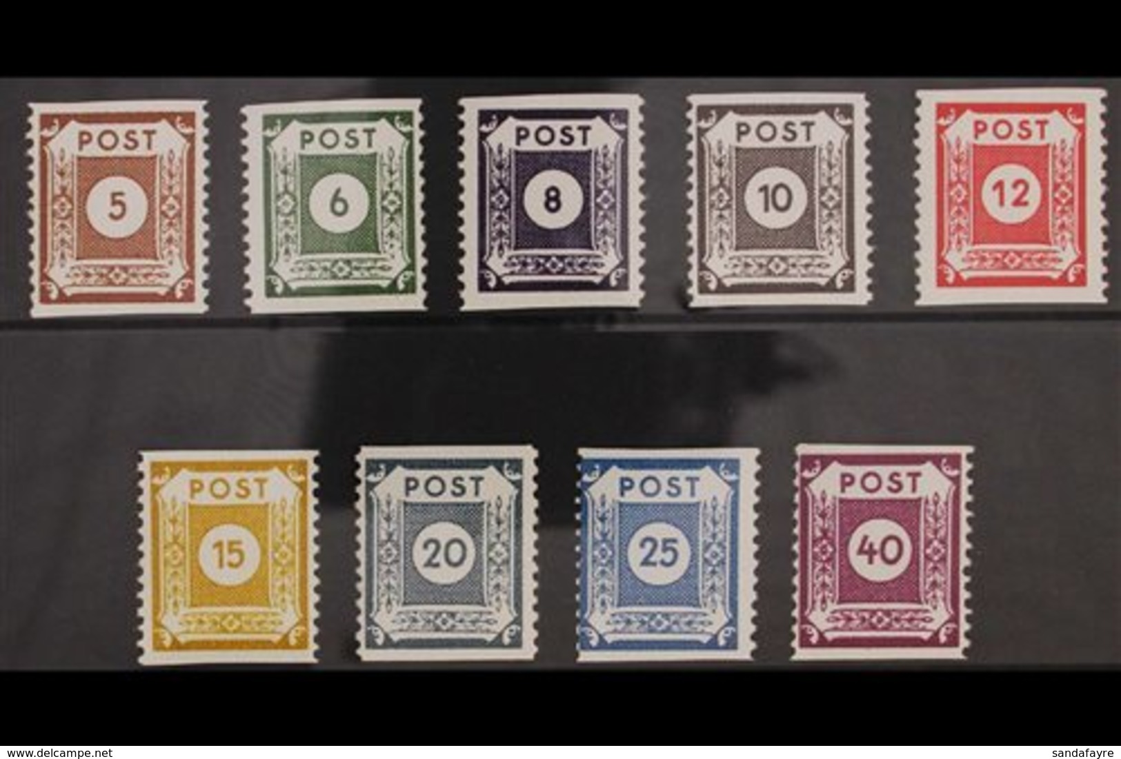 RUSSIAN ZONE EAST SAXONY 1945 GROSSROHRSDORF Local Postmaster Perforation ImperfxP10½ Complete Set, Michel 42/50 E, Neve - Andere & Zonder Classificatie