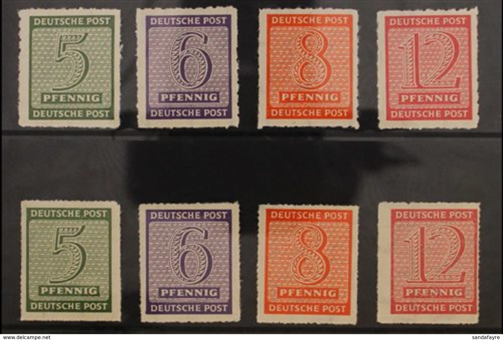 RUSSIAN ZONE WEST SAXONY 1945 ROSSWEIN Local Postmaster Perforations Roul 10 Complete Set (Michel 116/19 C X) And Roul 1 - Sonstige & Ohne Zuordnung