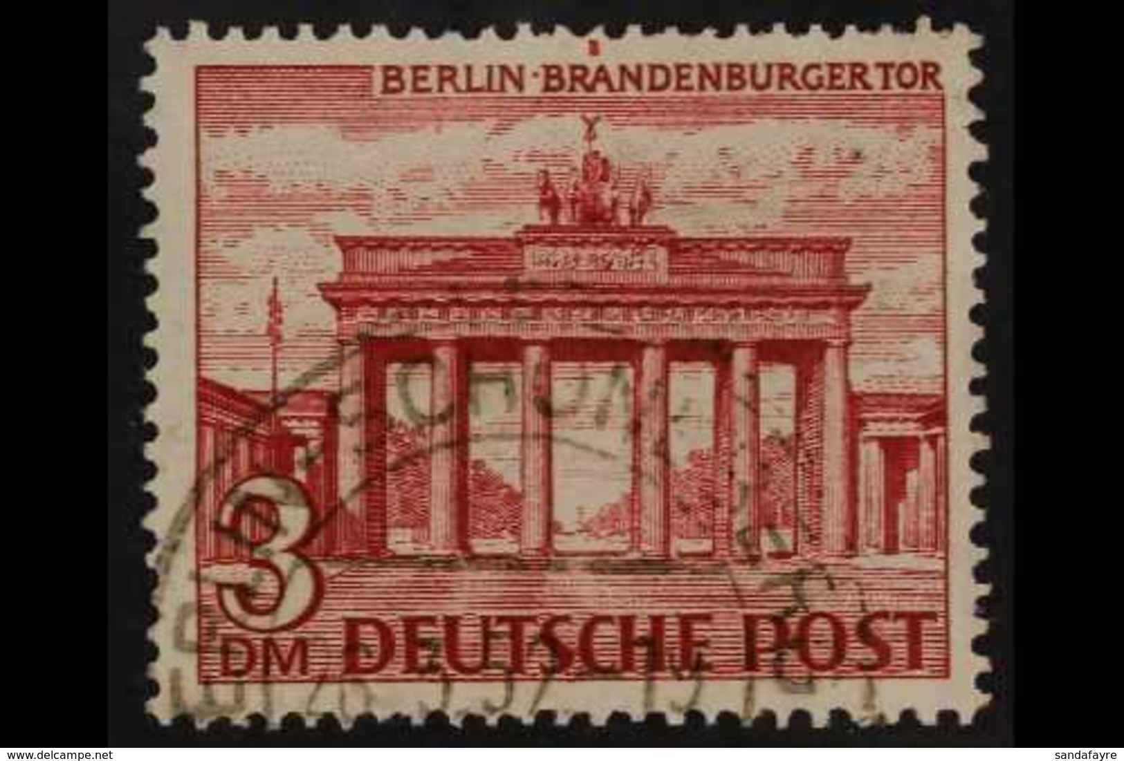 1949 3m Brown-red Buildings 'coloured Spot Over RA' PLATE FLAW (position 17), Michel 59 I, Very Fine Cds Used, Fresh, Ex - Sonstige & Ohne Zuordnung
