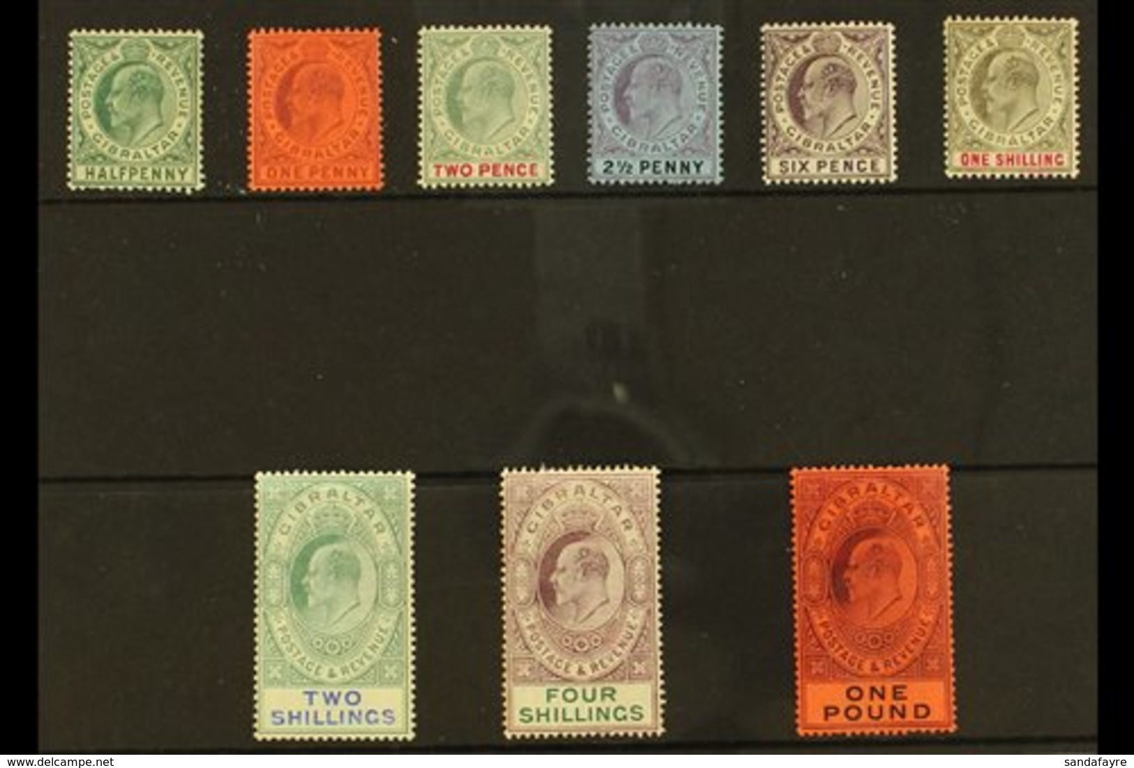 1904-08 Complete Definitive Set, SG 56/64, Mint, The 4s With Some Toned Perfs On The Back, Most Others Fine. (9 Stamps)  - Gibraltar