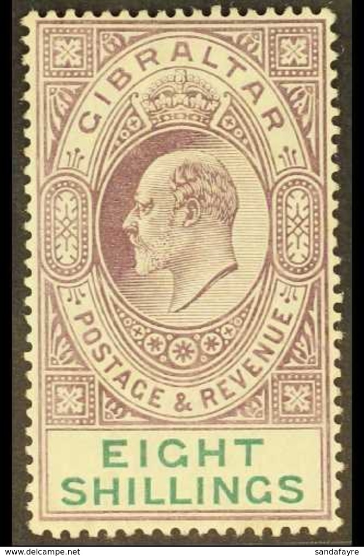 1906-11 8s Purple And Green, SG 74, Fine Mint. For More Images, Please Visit Http://www.sandafayre.com/itemdetails.aspx? - Gibraltar