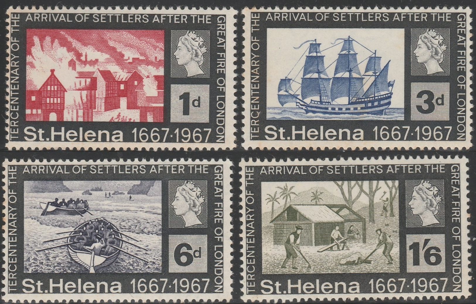 ST HELENA 1967 - SG 214-217 - 300TH ANNIV OF ARRIVAL OF SETTLERS - MNH - Saint Helena Island