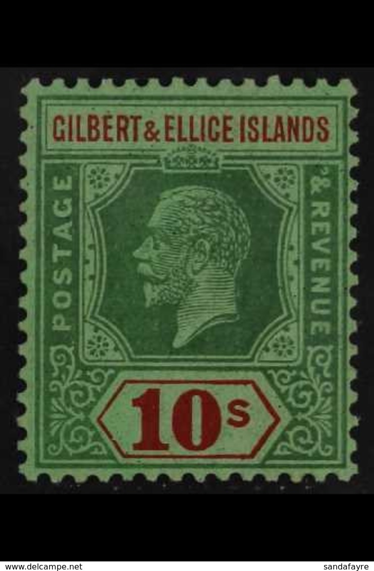 1922-27 10s Green And Red On Emerald, SG 35, Never Hinged Mint. For More Images, Please Visit Http://www.sandafayre.com/ - Gilbert- En Ellice-eilanden (...-1979)