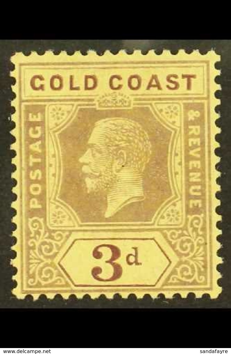 1913-21 KGV 3d Purple On Pale Yellow, Die II, SG 77e, Very Fine Mint. For More Images, Please Visit Http://www.sandafayr - Gold Coast (...-1957)