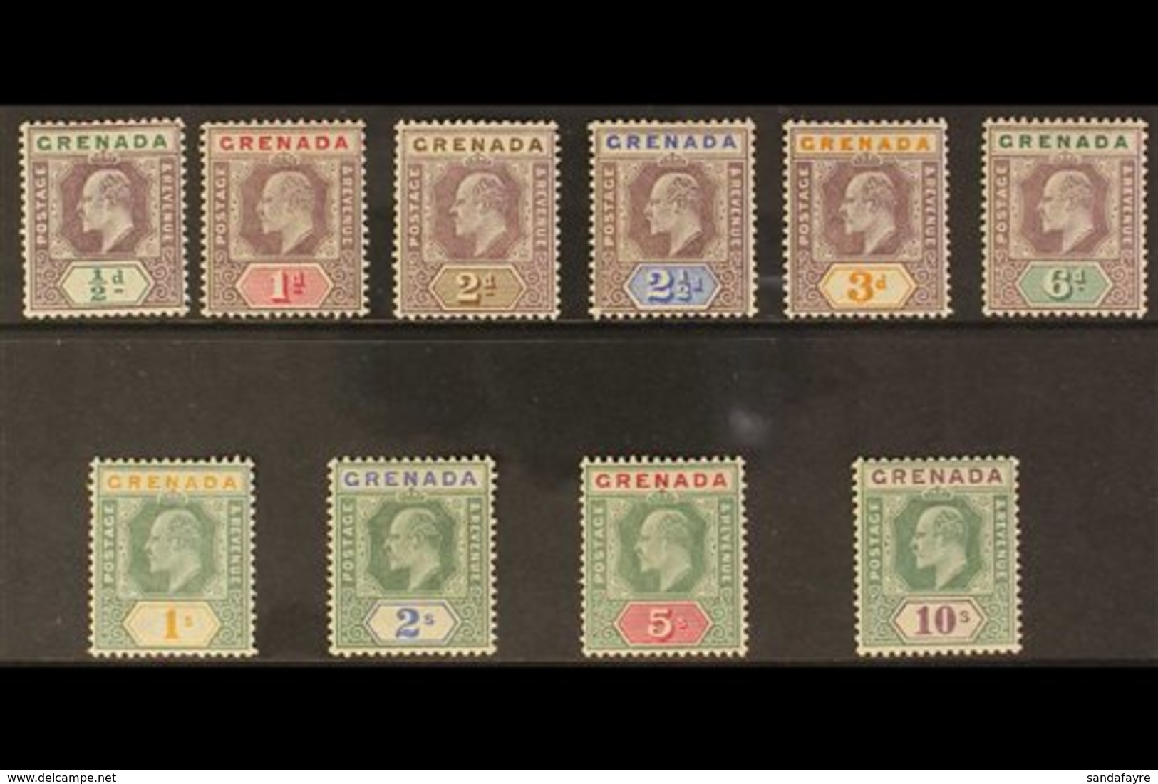 1902 King Edward VII Complete Definitive Set, Watermark Crown CA, SG 57/66, Very Fine Mint With Some Of The Stamps Never - Grenade (...-1974)