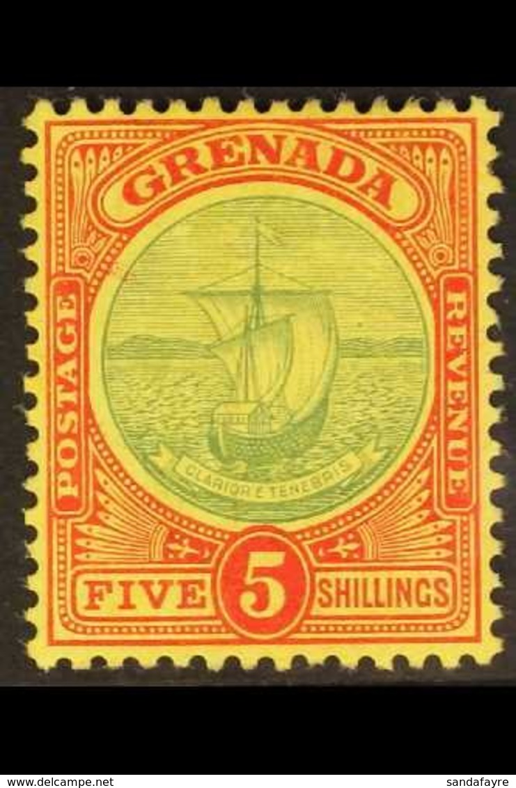 1908-11 5s Green And Red On Yellow "Badge Of The Colony", SG 88, Very Fine Mint. For More Images, Please Visit Http://ww - Grenada (...-1974)