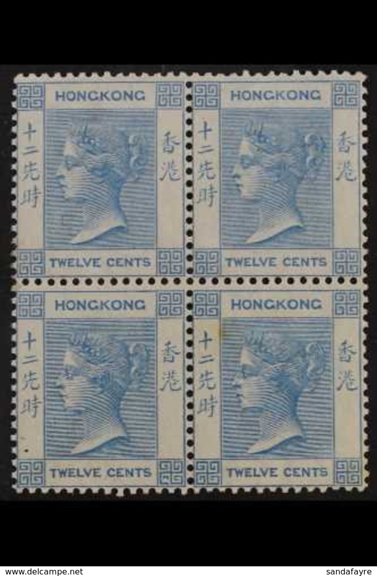 1900-01 12c Blue, Wmk Crown CA, BLOCK OF FOUR, SG 60, Light Tone Spot On Lower Right Stamp, Otherwise Very Fine Mint / N - Otros & Sin Clasificación
