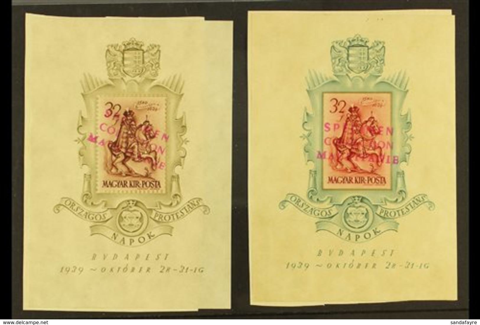 1939 ARCHIVE SPECIMENS 1939 32f National Protestant Day Both Perf And Imperf Miniature Sheets, Michel Blocks 5 And 6, Pa - Autres & Non Classés