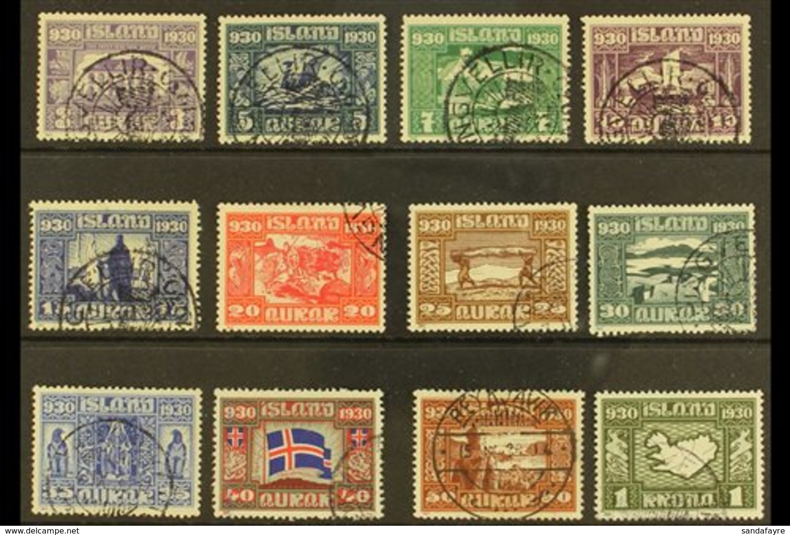 1930 Parliamentary Millenary Set Complete To 1kr, SG 158/169, Very Fine Used  (12 Stamps) For More Images, Please Visit  - Sonstige & Ohne Zuordnung