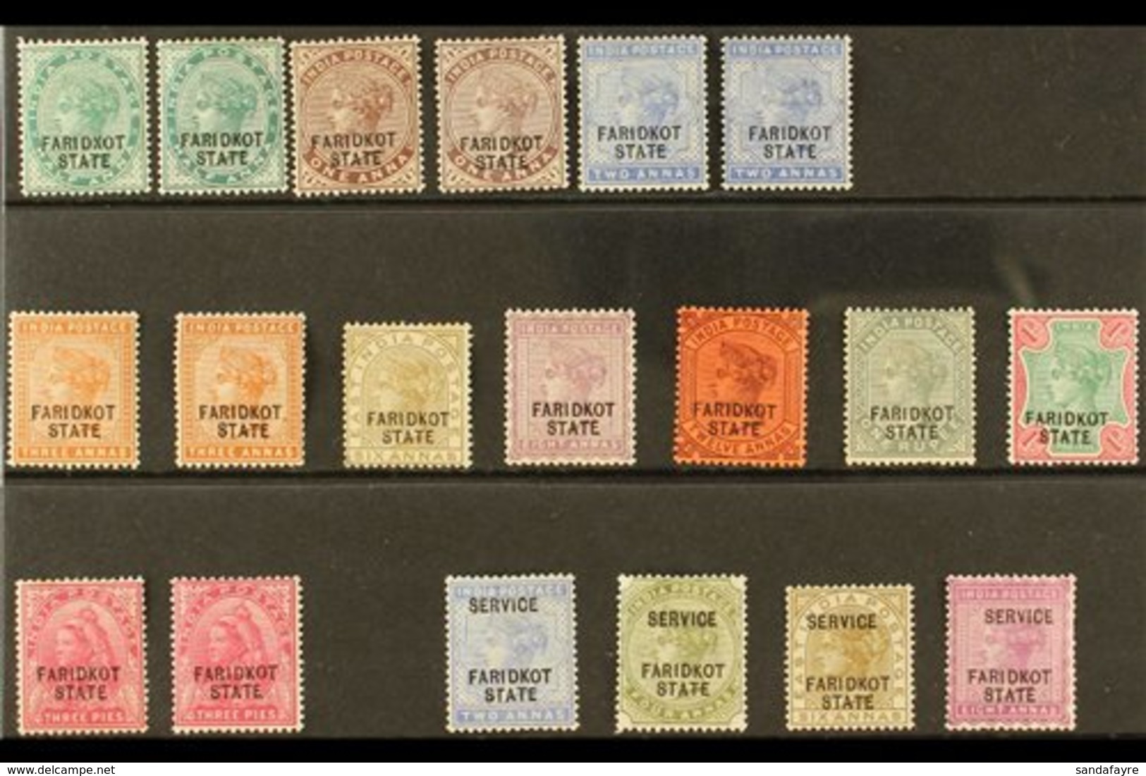 FARIDKOT 1887-1898 MINT SELECTION On A Stock Card That Includes 1887-1900 Set (less 4d), 190 3p & Officials To 6a & 8a.  - Autres & Non Classés