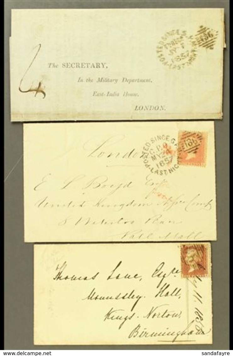 1856-57 DUBLIN POSTED SINCE 6PM LAST NIGHT DUPLEX Good Strikes On 1857 Unstamped East India Printed Entire, With Another - Autres & Non Classés