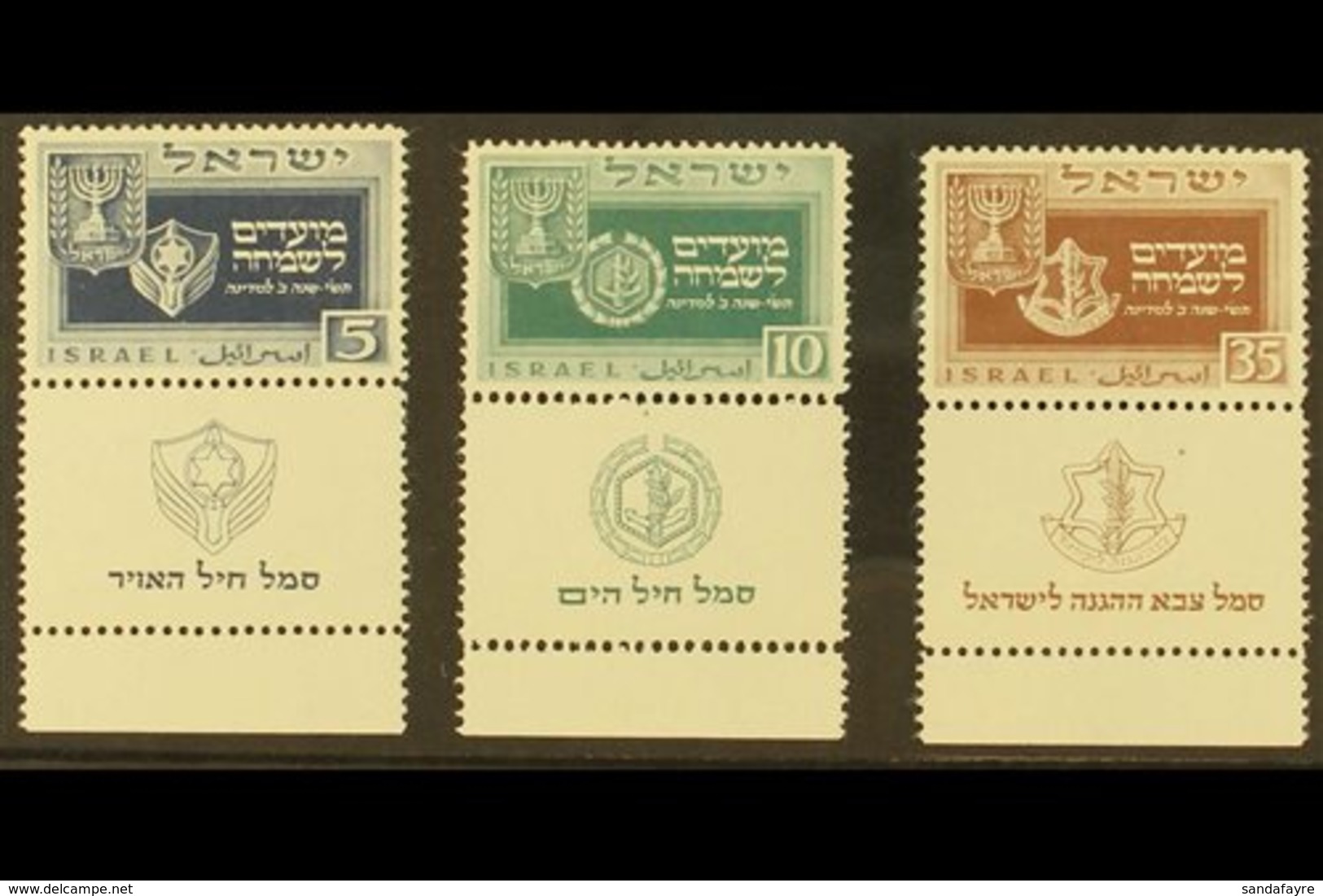 1949 New Year Complete Set With Tabs (Bale 18/20, SG 18/20), Very Fine Mint, Very Fresh & Rare, Cat £1,100. (3 Stamps) F - Andere & Zonder Classificatie