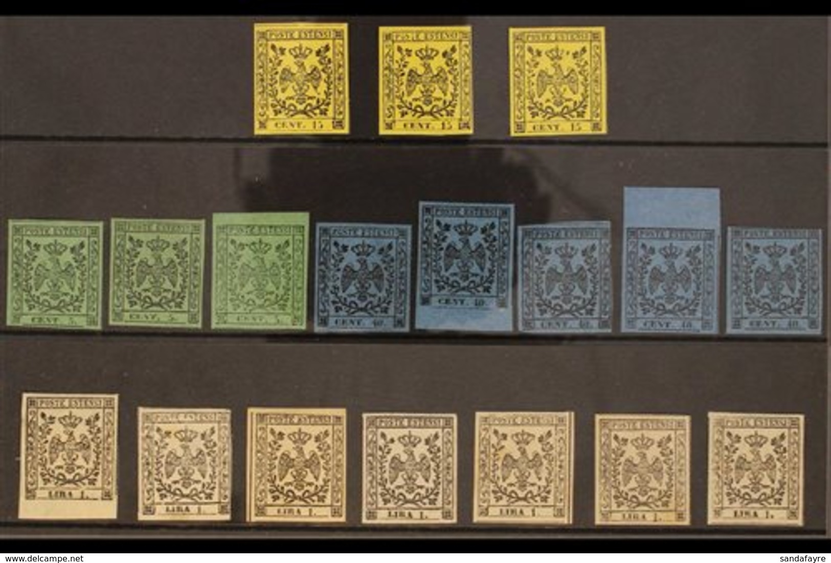 MODENA 1852-57 FINE MINT SELECTION On A Stock Card, Includes 1852-57 First Setting Without Full Point After Value 15c (x - Zonder Classificatie