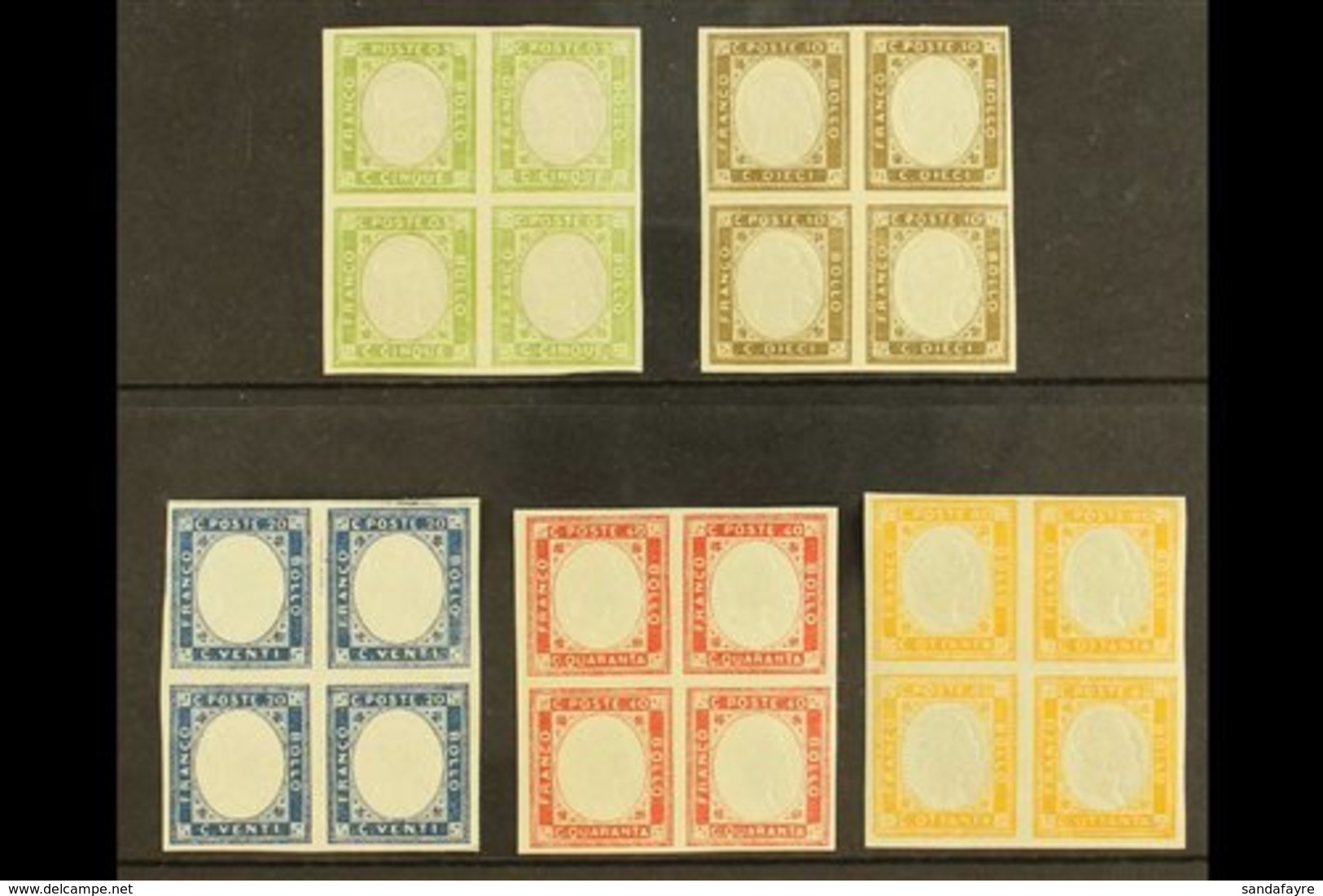 NEAPOLITAN PROVINCES 1861 Local Issue, Complete Set, Sass S1, In Superb BLOCKS OF 4 (2nh, 2og). Cat €1500.(£1125)  (5 Bl - Zonder Classificatie