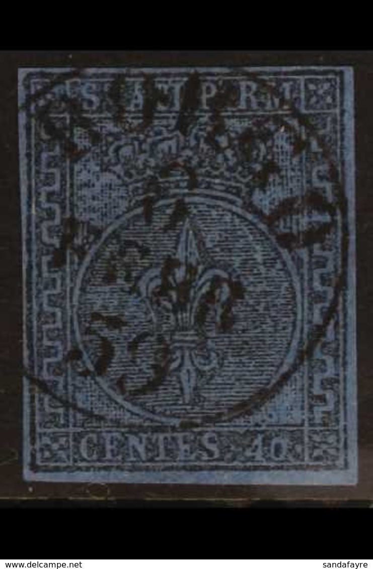 PARMA 1852 40c Black On Blue (Sassone 5, SG 9), Fine Used With Superb Almost Complete Fully Dated "Borgo / 6 Febr 59" Cd - Zonder Classificatie