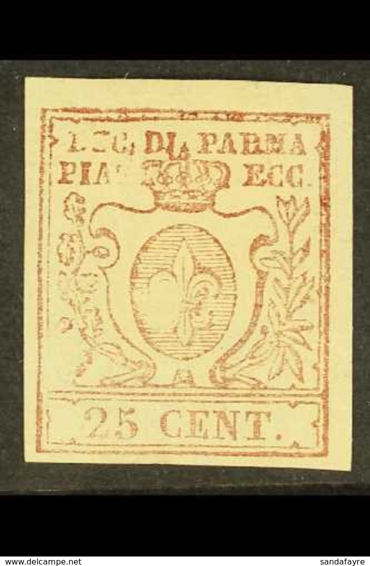 PARMA 25c Lilac Brown, Fleur De Lis, Sass 10, Very Fine Mint, Large Part Og Showing White Flaw In Centre And Missing Bra - Non Classés