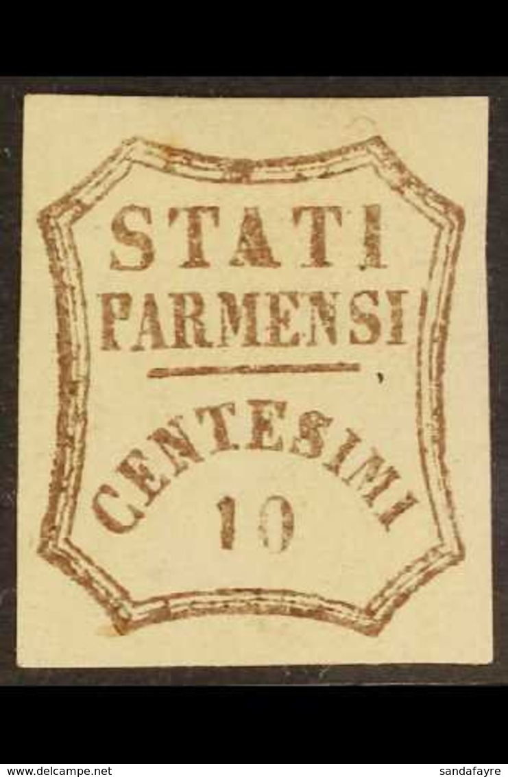 PARMA PROVISIONAL GOVERNMENT 1859 10c Brown (SG 29, Sassone 14), Fine Mint Small Part Gum, Four Good Margins, Very Fresh - Ohne Zuordnung