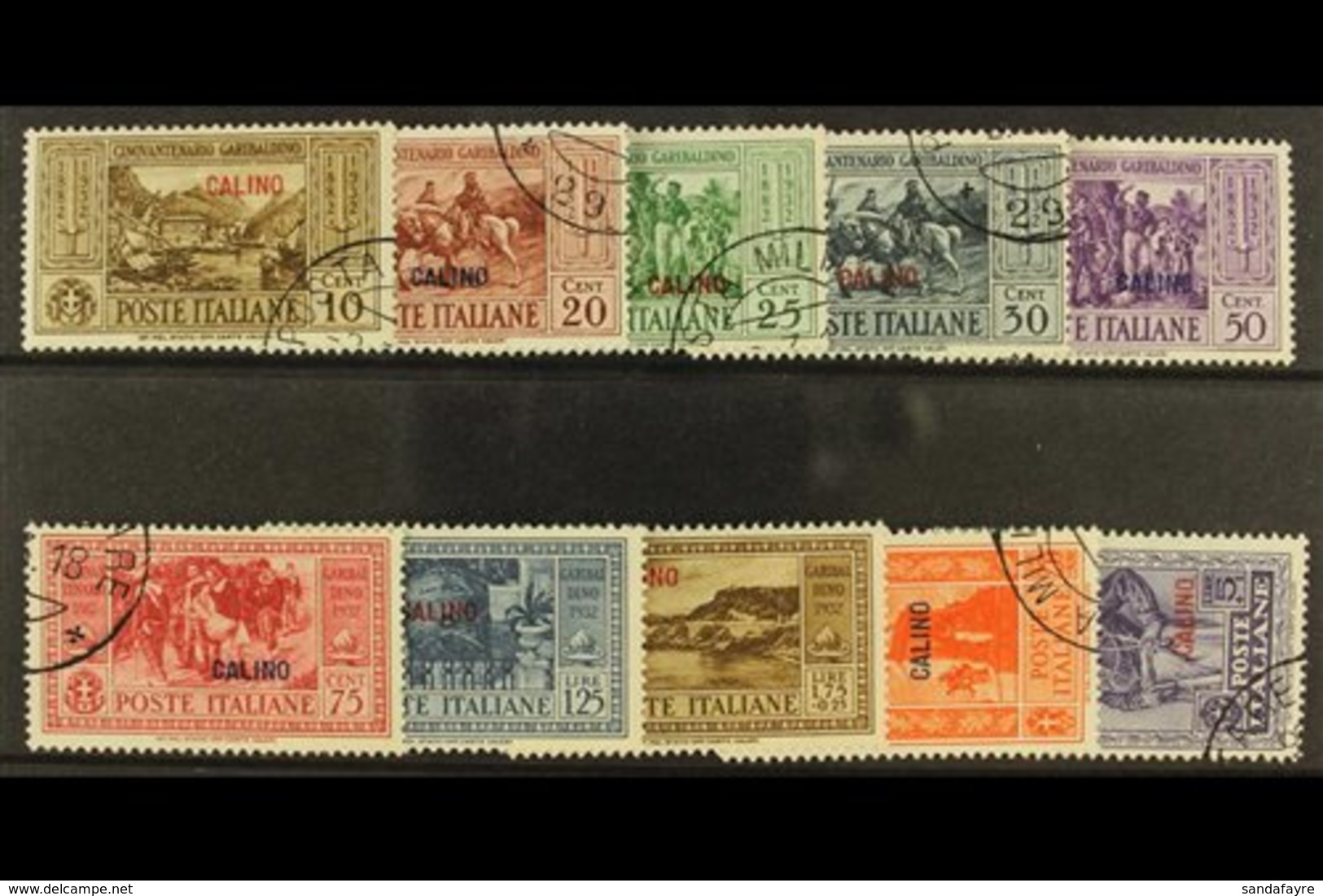DODECANESE ISLANDS CALINO 1932 Garibaldi Set, SG 89/98, Sassone S.47, Very Fine Used (10). For More Images, Please Visit - Andere & Zonder Classificatie