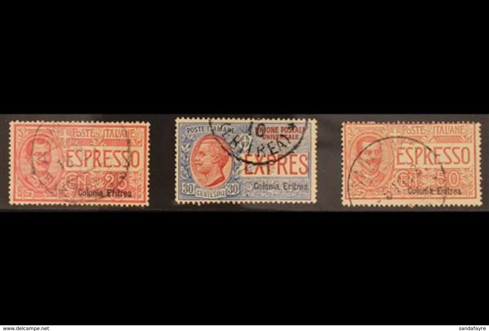 ERITREA EXPRESS 1907-21 Set (Sass S. 50, SG E31, E34 & E53), Fine Used. (3 Stamps) For More Images, Please Visit Http:// - Altri & Non Classificati