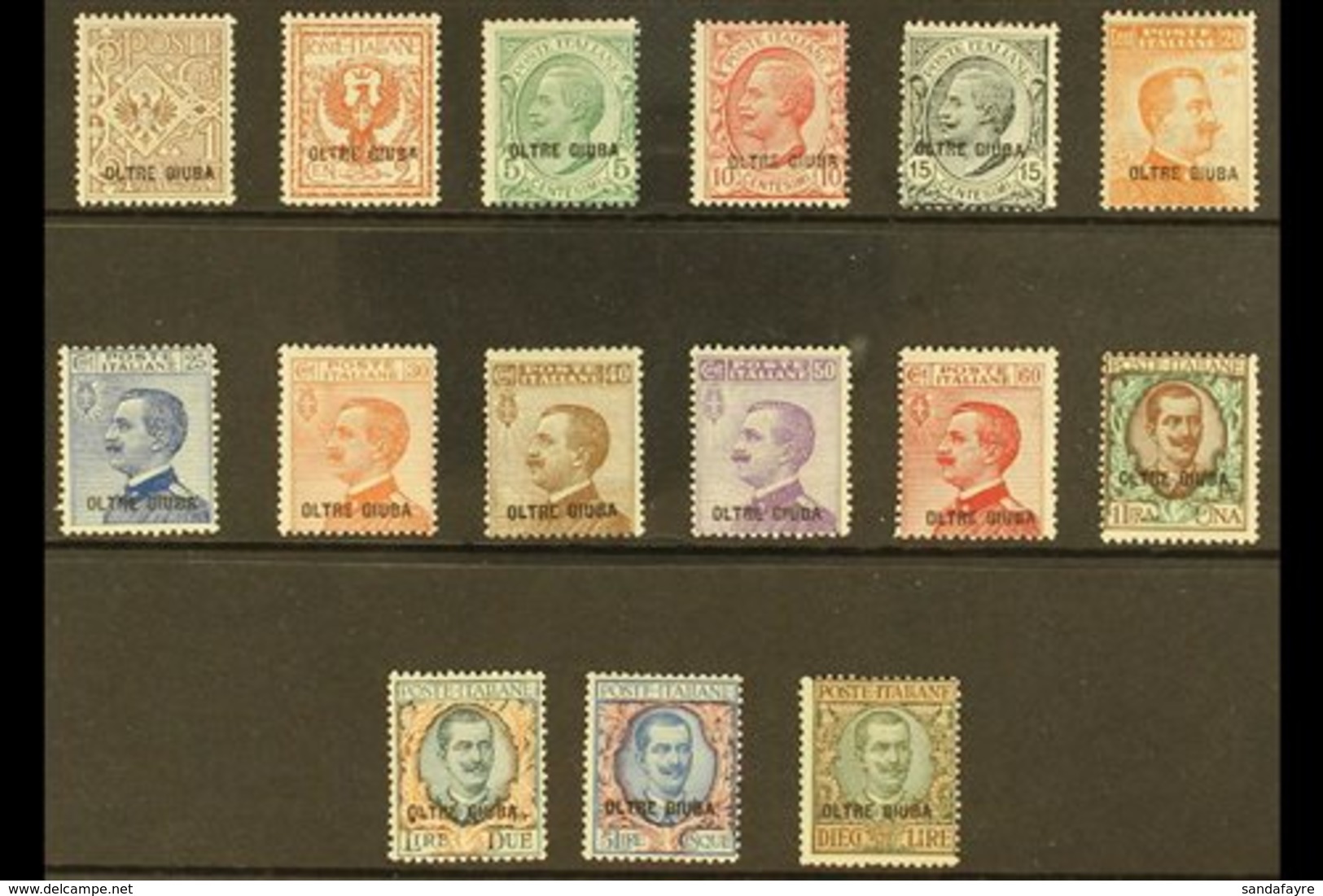 JUBALAND 1925 "OLTRE GIUBA" Overprints Complete Set (Sassone 1/15, SG 1/15), Fine Mint, Very Fresh. (15 Stamps) For More - Andere & Zonder Classificatie