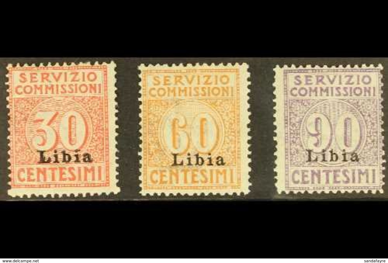 LIBYA SERVIZIO COMMISSIONI 1915 Overprints Complete Set, Sassone 1/3, Fine Mint. (3 Stamps) For More Images, Please Visi - Autres & Non Classés