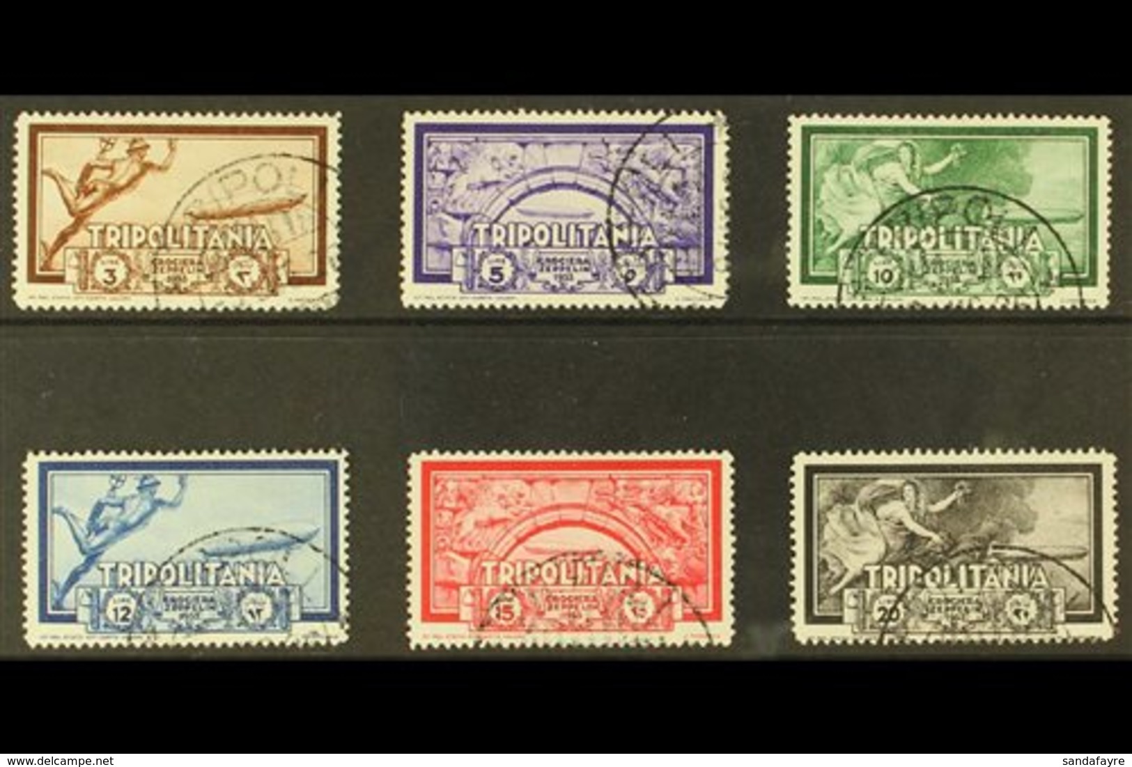 TRIPOLITANIA 1933 AIR Graf Zeppelin Complete Set (Sass S. 28, SG 171/76), Very Fine Used. (6 Stamps) For More Images, Pl - Autres & Non Classés