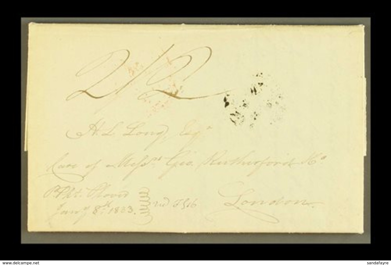 1833 LUCKY VALLEY, CLARENDON, SUGAR PLANTATION ENTIRE LETTER TO H.L. LONG (LANDOWNER) IN LONDON, MENTION OF NEGROES & NA - Jamaica (...-1961)