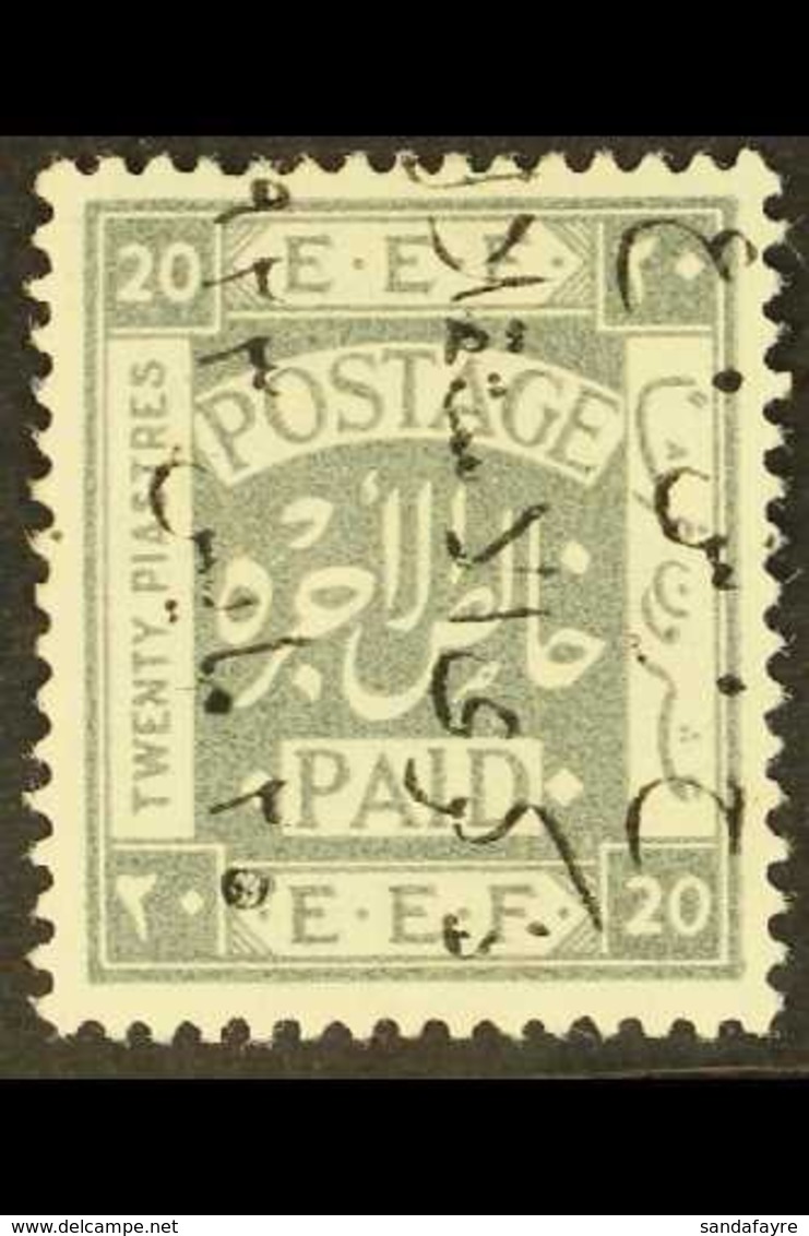 1923 20p Independence Commem, Ovptd In Black Reading Upwards, SG 108B, Very Fine Mint. For More Images, Please Visit Htt - Jordania