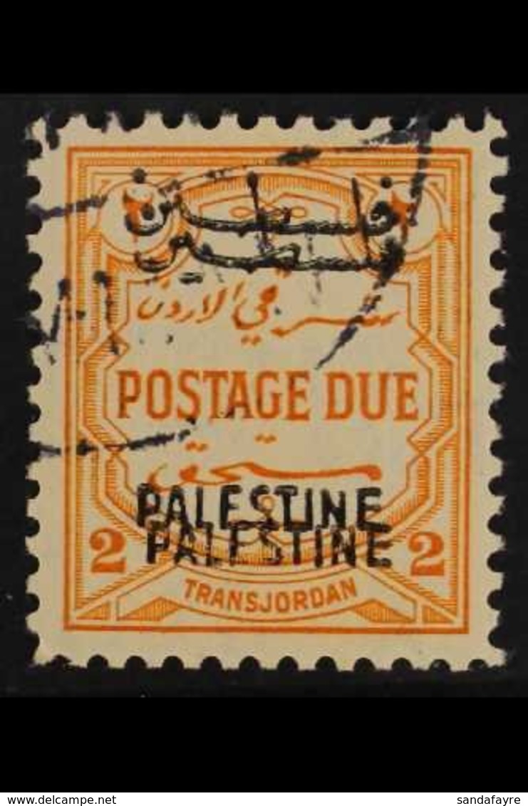 OCCUPATION OF PALESTINE POSTAGE DUE. 1948 2m Orange - Yellow "DOUBLE OVERPRINT" Variety, SG PD26b, Very Fine Used For Mo - Jordanien