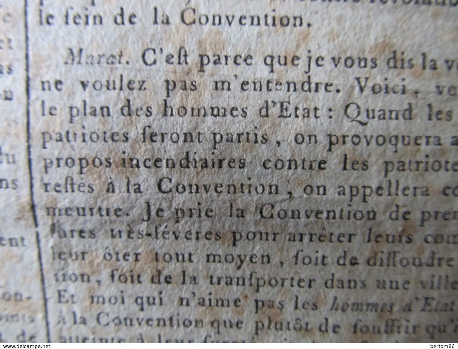 REVOLUTION FRANCAISE - MARAT A LA CONVENTION - MARS 1793.