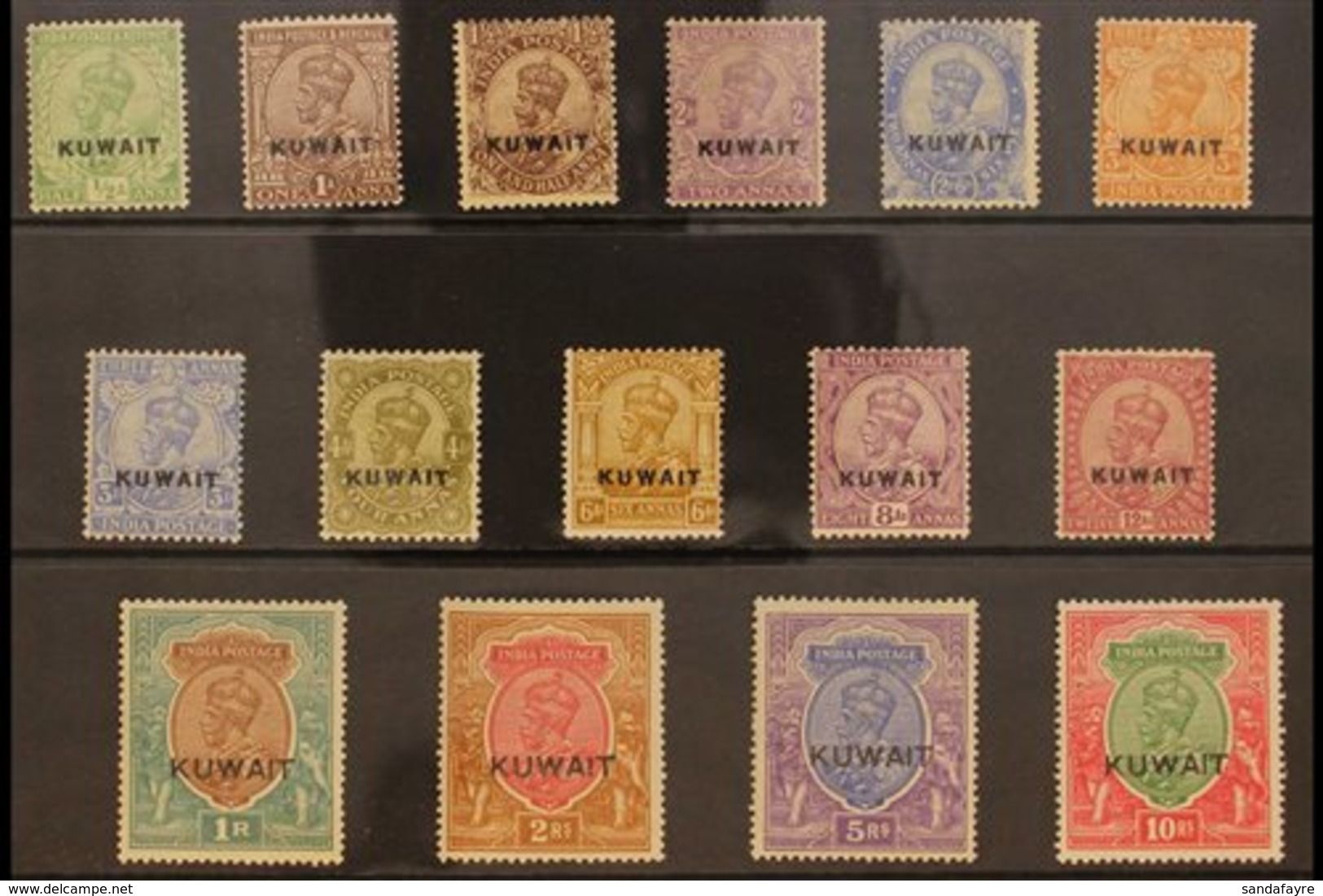 1923-24 KGV (wmk Single Star) Complete Set, SG 1/15, Very Fine Lightly Hinged Mint. (15 Stamps) For More Images, Please  - Koweït