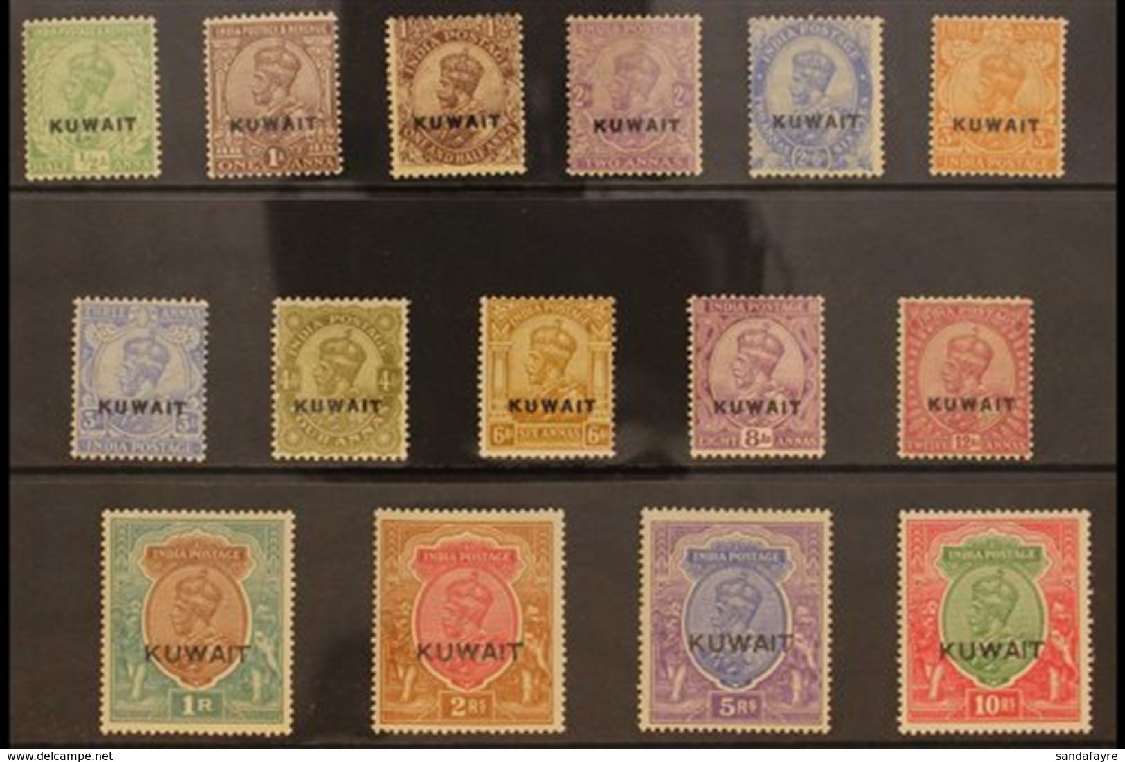 1923-24 KGV (wmk Single Star) Complete Set, SG 1/15, Very Fine Lightly Hinged Mint. (15 Stamps) For More Images, Please  - Koeweit