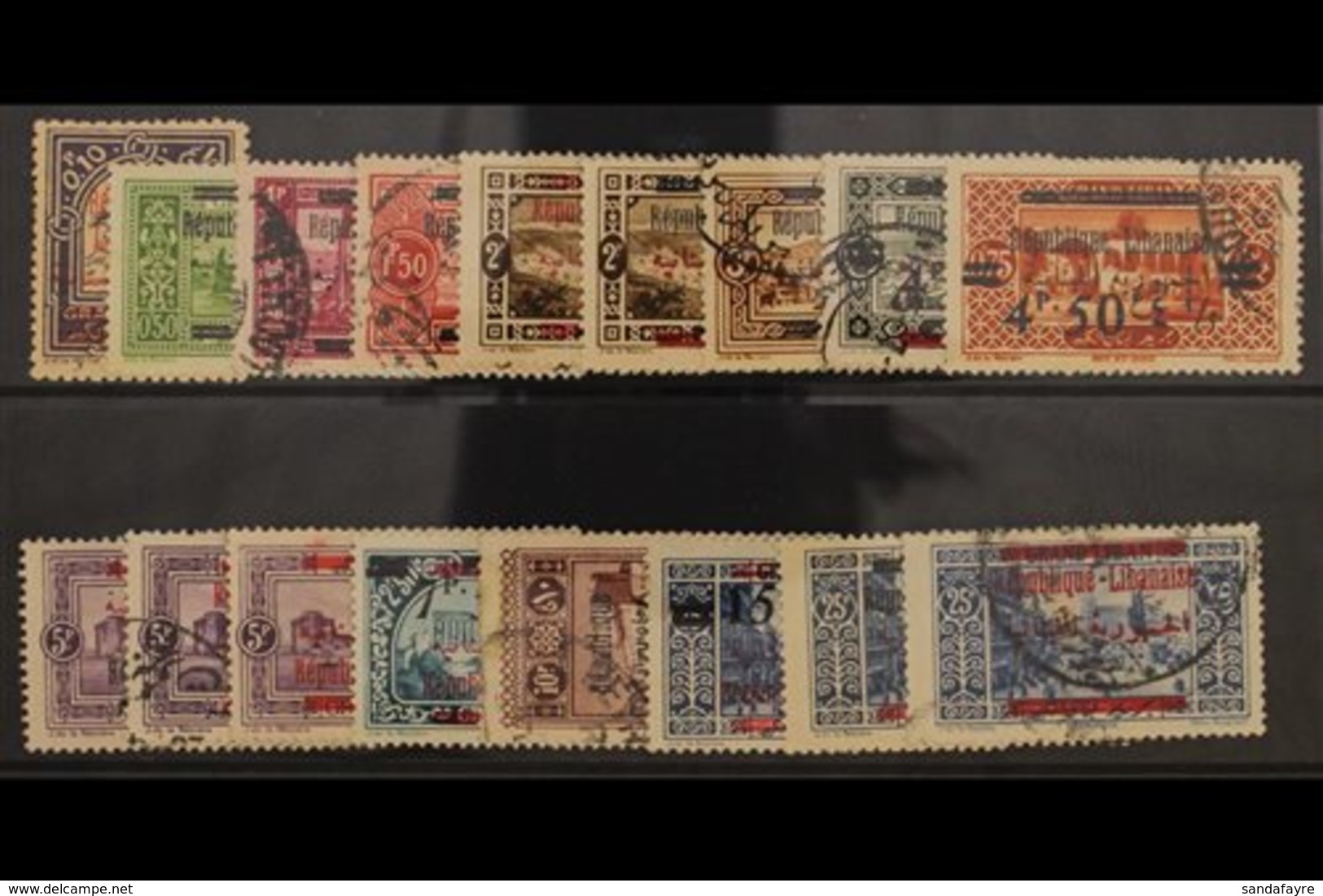 1928 Bi - Lingual Overprint Set Complete, SG 124/136a, Very Fine Used. (17 Stamps) For More Images, Please Visit Http:// - Libanon