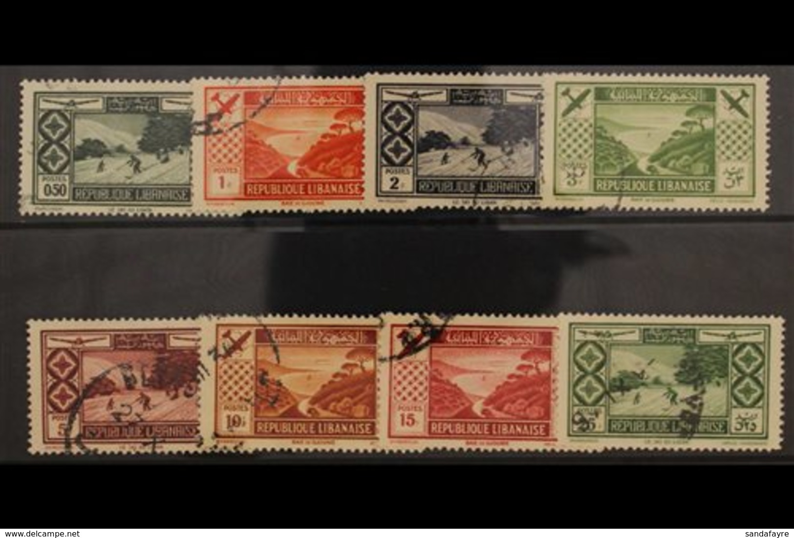 1936 Skiing Airmail Set, SG 191/8, Very Fine Used. (8 Stamps) For More Images, Please Visit Http://www.sandafayre.com/it - Lebanon