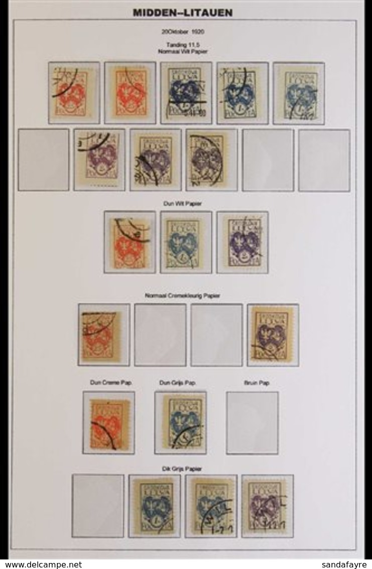CENTRAL LITHUANIA 1920 - 1922 USED COLLECTION With A Level Of Specialization Nicely- Displayed On Pages And Includes 192 - Litauen