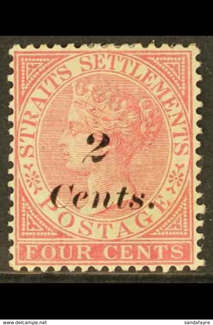 1883 2c On 4c Rose, SG 61, Fine Mint. For More Images, Please Visit Http://www.sandafayre.com/itemdetails.aspx?s=630469 - Straits Settlements