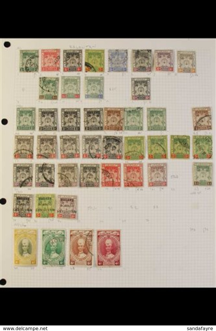 KELANTAN 1911-1980 MINT & USED COLLECTION On Leaves, Includes 1911-15 Vals To $5 Mint, 1921-28 Vals To $1 Mint, 1922 4c  - Altri & Non Classificati