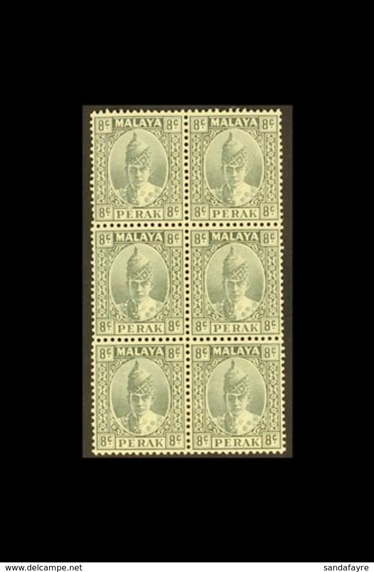 PERAK 1938-41 8c Grey, SG 110, Fine Mint (four Stamps Are Never Hinged) BLOCK Of 6, Fresh, Cat £240. (6 Stamps) For More - Andere & Zonder Classificatie